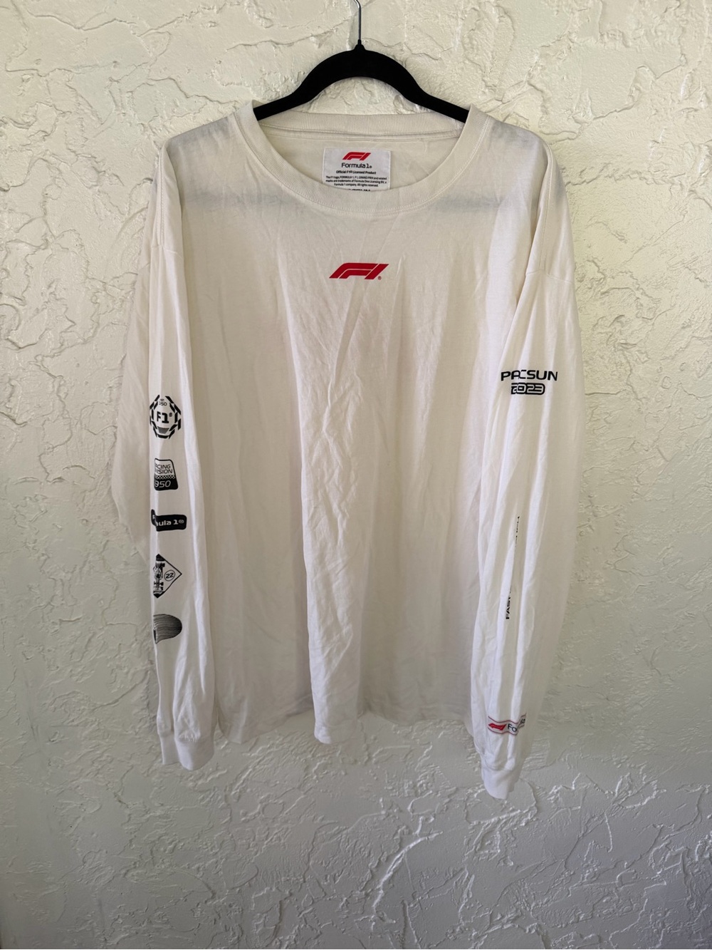 Formula 1 x PacSun White Long Sleeve Graphic Tee with F1 Accents
